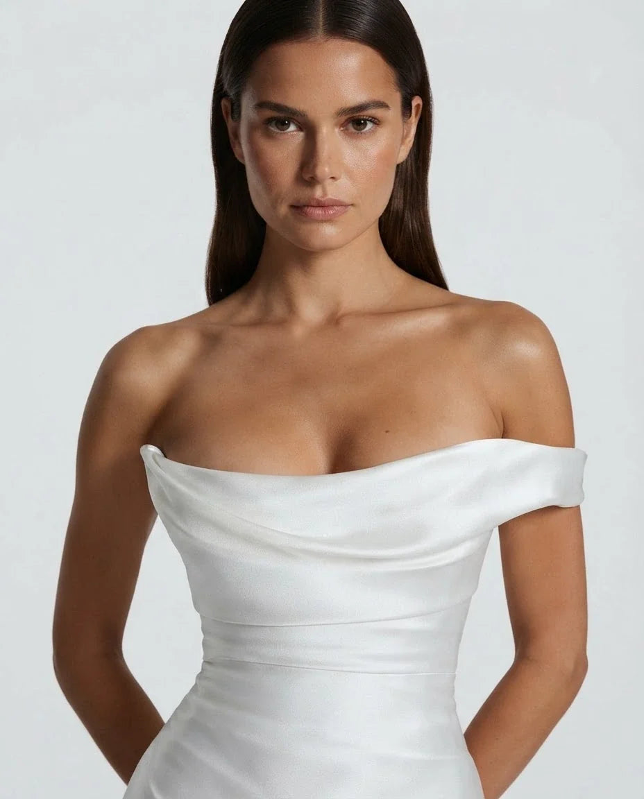 Amarante · The Draped One-Shoulder Satin Gown