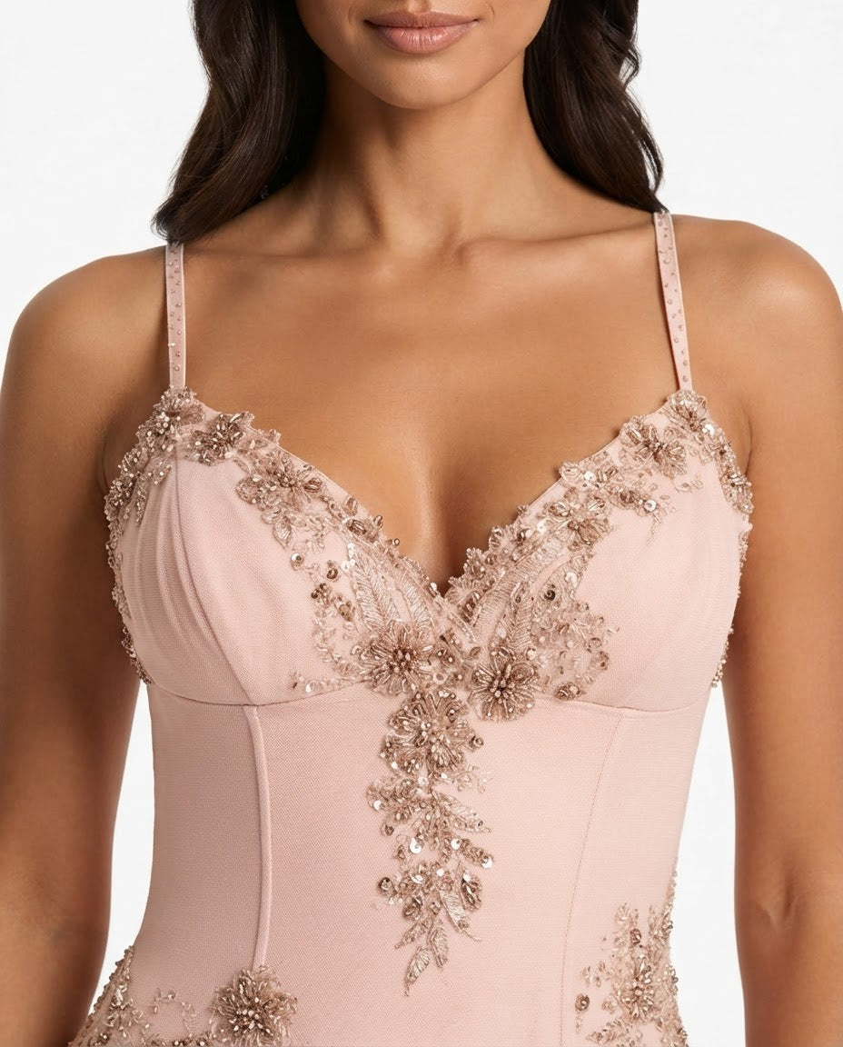 Calixte — The Hand-Beaded Blush Evening Gown