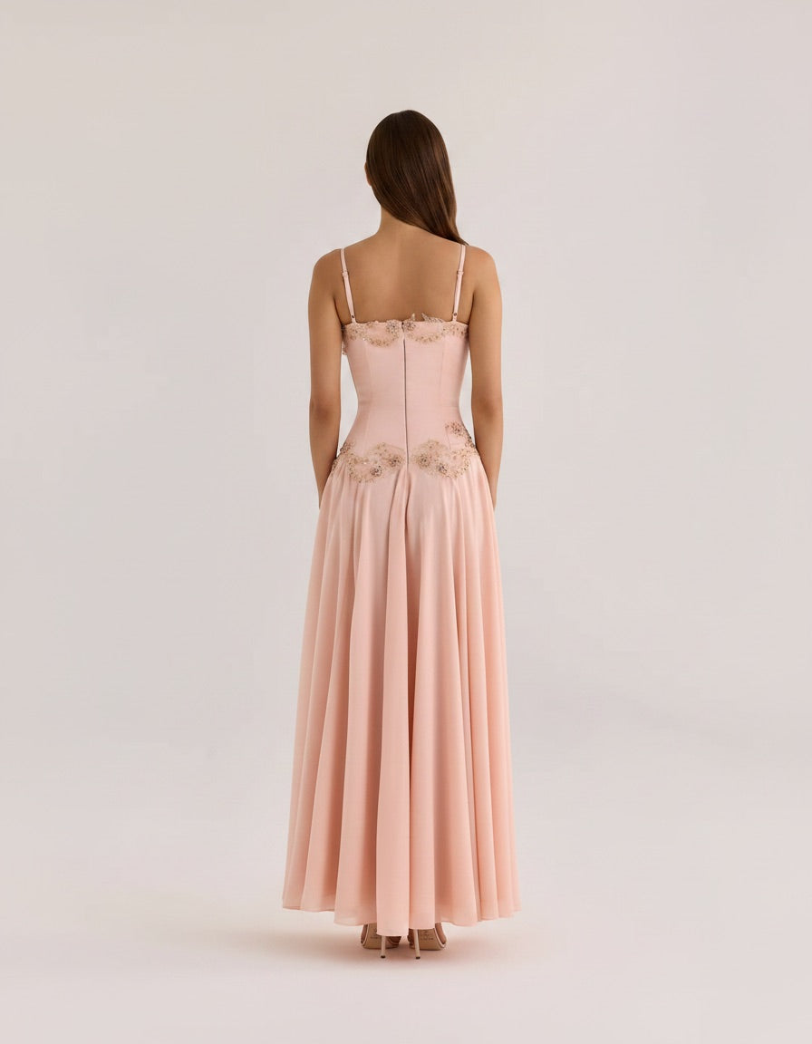 Calixte — The Hand-Beaded Blush Evening Gown