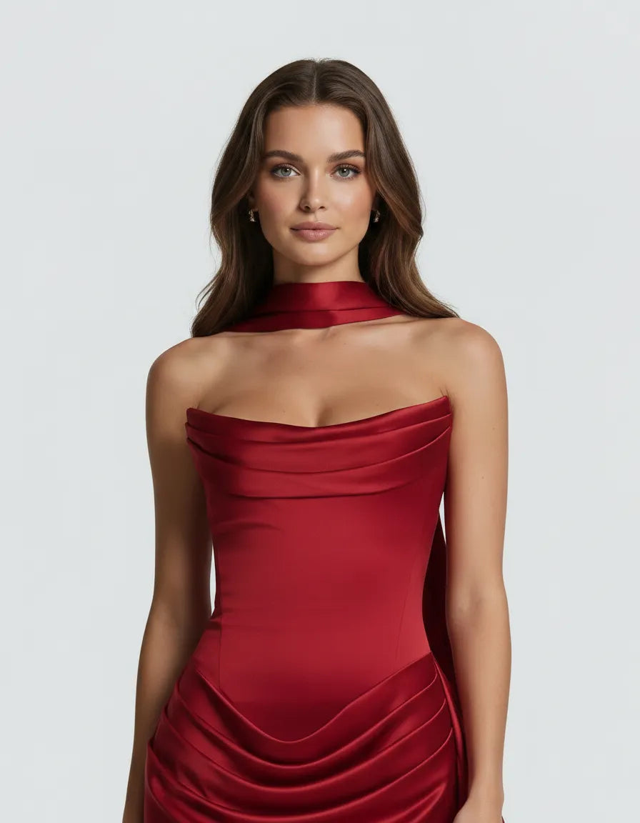 Gloria – The Cowl Mini Dress with Scarf