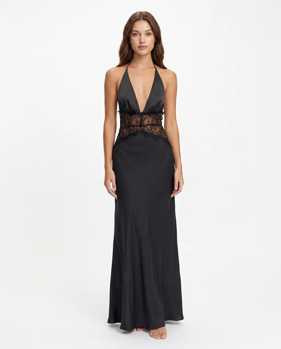 The Irena — Timeless lace trim maxi dress