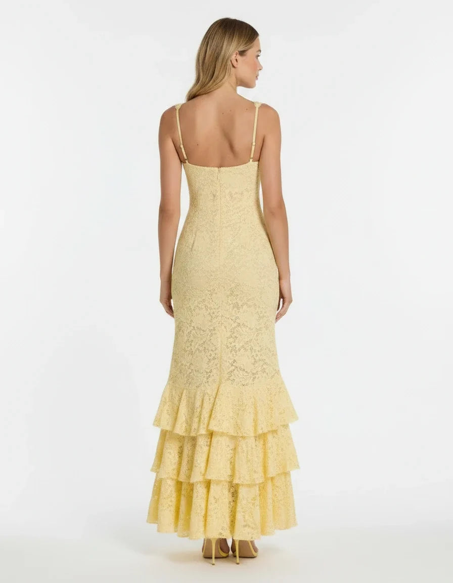 Luciana — The Lemon Lace Maxi Dress